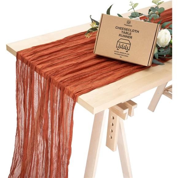 Cheesecloth Table Runner Terracotta 35 x 120 Inches Gauze Tablecloth 10Ft - Picture 1 of 6